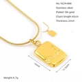 Rectangle plate pendant necklace in 18K gold plated stainless steel with snake chain - Irregular Textured Rectangular Style (ZYG1624+066)