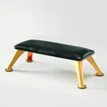 Minimalist black leather nail hand rest with elegant electroplated gold metal legs - Classic Black (Sheet Metal Gold Legs)