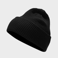 Primer plano del gorro de punto acanalado negro con textura de tejido de invierno - M(56-58cm) / Negro
