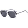 Moderne Oversize-Sonnenbrille mit grauem transparentem Rahmen und silbernen Metalldetails - Rauchgrau