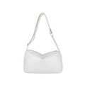 Minimalist white soft leather large capacity crossbody tote bag with adjustable strap - Off White