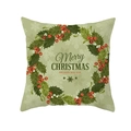 Detailed view of green Christmas pillow cover with Merry Christmas typography and festive pattern - Happy New Year Wishes - Green