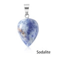 Polished blue Sodalite teardrop pendant with silver bail on a white background - Sodalite