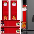4-pack Christmas refrigerator handle covers with 3D Santa, reindeer, and snowman motifs - Style D Red Single Head 4-Piece Set
