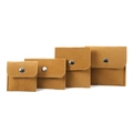 Brown velvet jewelry pouches with silver snaps in four varying sizes on white background - Small (7x7cm) / Yellow
