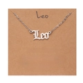 Silver Leo zodiac necklace in stainless steel with cardboard packaging on white background - Silver-Leo