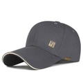 Dark grey baseball cap with golden metal plaque and side sport tag decoration - Adjustable / Gray