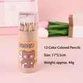 12-pack assorted colored pencils in cylindrical kraft tube with built-in sharpener - Little Rabbit Bear