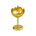 Artistic gold eggshell metal candle holder with slim stand and stable base - Large / Gold