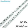 Silver sandblasted Byzantine chain necklace for men in 500x5mm stainless steel - 500mm*5mm(KN117525-Z)
