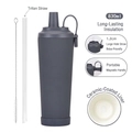 Dark grey 830ml insulated tumbler with ceramic coating and magnetic handle detail - 830ml / Dark Gray