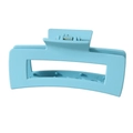 Close-up of extra large matte light blue square hair claw clip with frosted finish - Bulk Packaging / 10.5cm / Blue