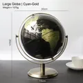 Large vintage world globe in black and gold finish with a sturdy antique brass stand - Alloy Globe - Large Bronze Gold