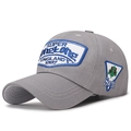 Gorra de béisbol de algodón gris medio con parches bordados y visera curvada - Ajustable / Gris