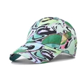 Close-up of geometric gradient baseball cap featuring abstract fluid marble patterns - Adjustable / Green