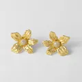 Pendientes de flores bañados en oro de 18k con perlas y circonitas cúbicas - Estilo B-Pendientes de botón florales en 3D