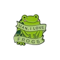 Cartoon Emaille-Anstecker grüner Frosch mit MAN I LOVE FROGS Schriftzug - Cartoon Frosch Stil (XZ8267)