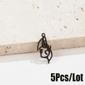 Pack de 5 colgantes de cara abstracta en acero inoxidable negro para joyería DIY - 5 Piezas/Paquete / Negro
