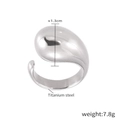 Detailed view of the 1.3cm irregular water drop ring in polished silver finish - Steel Ring / Silver