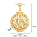 Saint Jude religious pendant in 18K gold plated copper with 36mm radial frame - M291116-Gold Saint Hollow Round