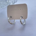 Silver hammered stainless steel hoop earrings with unique irregular textured finish - Hammered Hoop / Steel