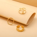 Elegant gold titanium steel rings set featuring snake motif and modern lava textures - ZJ019-Boho Snake 3-Piece Set