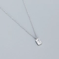 Raffinata collana in argento S925 con pendente rettangolare in zircone bianco - Argento 925 / Oro Bianco
