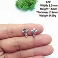 Macro shot showing dimensions of silver vintage flower bud alloy charms for jewelry - 12# Delicate Pendant