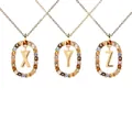 Collana con pendente ovale e pietre preziose colorate con lettere d'oro X, Y, Z - Lettera X Oro