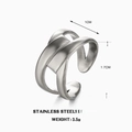 Anillo ancho cruzado de acero inoxidable plateado con diseño retro francés minimal - Tamaño Ajustable / Color Acero