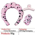 Pink leopard plush headband set with hair claw and wristbands for face washing - 3-flannel Pink Leopard Print Wool Clip Set (4 Pieces)