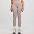 Leggings de yoga taille haute taupe en tissu extensible sans couture, coupe ajustée - Kaki