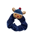 Coletero navideño de terciopelo azul con un lindo oso de peluche con gorro azul suave - Oso Azul Lindo