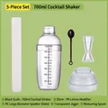5-piece clear shaker set with 700ml graduated bottle, jigger, muddler and spoon - 700ml 5-Piece Set
