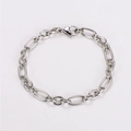 Bracelet hip-hop en acier inoxydable à maillons ovales 3:1 avec fermoir mousqueton argenté - Bracelet
