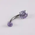 Titanium G23 belly ring featuring a lavender cubic zirconia with four-prong setting - Gradient Blue
