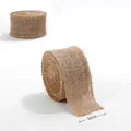 Christmas burlap ribbon roll 3.8cm wide with frayed edges for DIY gift wrapping - 3.8cm Rustic Burlap