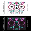 Luminous Day of the Dead face tattoo stickers with glow in the dark skull and rose design - Pattern FB-004