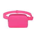 Waterproof nylon fanny pack in vibrant pink with golden zipper and adjustable buckle strap - Rose Red