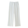 Damen-Hose in Weiß mit hohem Bund, weitem Bein und elegant fallenden Falten - XS / Weite Hose Mit Hoher Taille