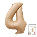 Cream 40 inch number 4 foil balloon for birthday party and anniversary decorations - 40-inch Caramel-colored 4-strap Paper Card