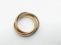 Three-tone Tubogas stretch bracelet with interlocking gold, silver and rose gold metal rings - Tri-Color Triple Layer Tubogas Bracelet (10mm Width) / Colorful