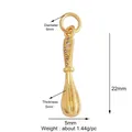 Golden whisk pendant jewelry with small sparkling zircons and dimensions marked - Gold Zirconia Whisk