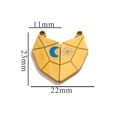 Pendentif cœur en acier inoxydable doré 18k avec motifs lune bleue et marguerite - Or-G6 Cœur Magnétique