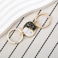 Porte-clés chat lune et soleil pour couples style yin yang en émail noir et blanc - Chat de Lune / Porte-clés / Noir