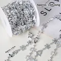 10m silver Christmas bead chain roll featuring snowflake, tree and snowman charms - Silver Snowflake Snowman Beaded Garland 10m