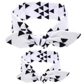 Parent-child headband set with black triangle print on white fabric and rabbit ears - Black Triangle
