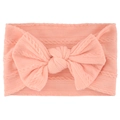 Soft pink knit bow headband for babies with elastic jacquard texture on white background - Pale Green