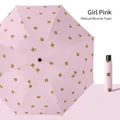 Pink manual reverse folding umbrella with cartoon bear pattern for sun and rain - Manual Reverse / Pink Coffee Bear