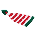 Long knitted Christmas hat with red and white stripes and green pom-pom detail - Long Red White Striped Style With Green Ball (G)